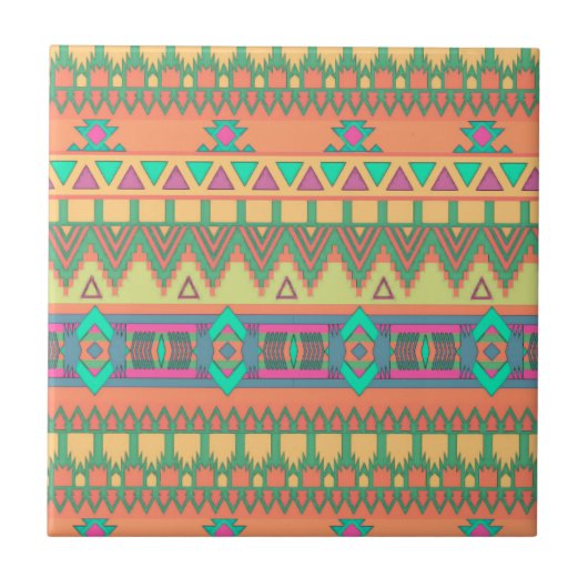 Zickzack Zig Zag Tribal Aztec Ikat Muster Fliese (Vorderseite)