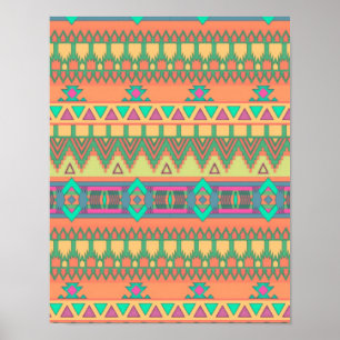 Zickzack Zig Zag Tribal Aztec Ikat Muster Poster