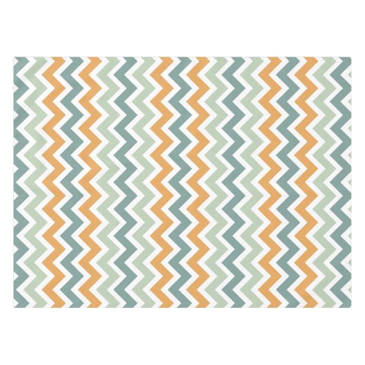 Zickzack Zigzag Aquamarin Green Minze Orange Tischdecke (Vorderseite (Horizontal))