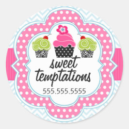 Zickzack Zigzag Cupcake Bäckerei Box Siegel Runder Aufkleber