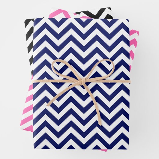 Zickzack ZigZag DIY Muster und Hintergrundfarben Geschenkpapier Set (Beispiel)