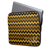Zickzack Zigzag-Monogram, braun und schwarz Laptopschutzhülle (Vorderseite Links)