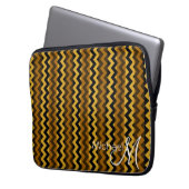 Zickzack Zigzag-Monogram, braun und schwarz Laptopschutzhülle (Vorderseite Links)