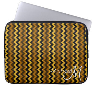 Zickzack Zigzag-Monogram, braun und schwarz Laptopschutzhülle