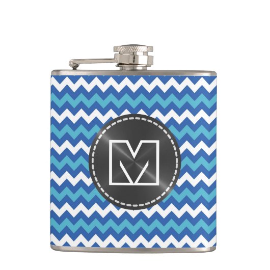Zickzack Zigzag Muster Custom Monogram 10 Flachmann (Vorderseite)