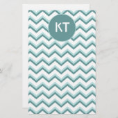 Zickzack ZigZag Muster in Mint Green Briefpapier (Vorne/Hinten)
