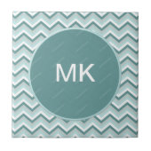 Zickzack ZigZag Muster in Mint Green Fliese (Vorderseite)