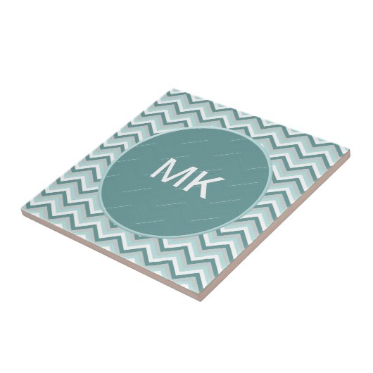 Zickzack ZigZag Muster in Mint Green Fliese (Seite)