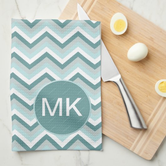 Zickzack ZigZag-Muster in Mint Green - individuell Handtuch (Viertel Falte)