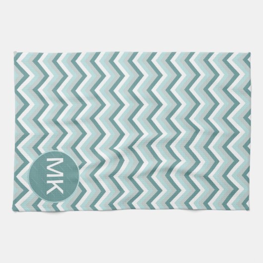 Zickzack ZigZag-Muster in Mint Green - individuell Handtuch (Horizontal)