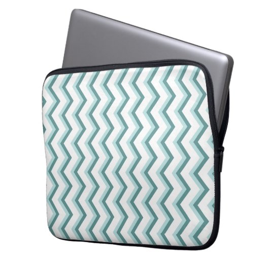 Zickzack ZigZag Muster in Mint Green Laptopschutzhülle (Vorderseite Links)