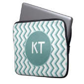 Zickzack ZigZag Muster in Mint Green Laptopschutzhülle (Vorderseite Links)