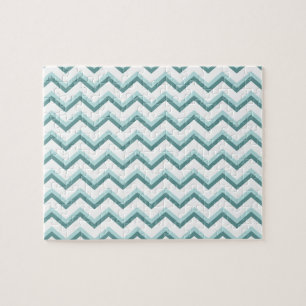 Zickzack ZigZag Muster in Mint Green Puzzle