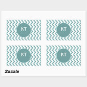 Zickzack ZigZag Muster in Mint Green Rechteckiger Aufkleber (Blatt)