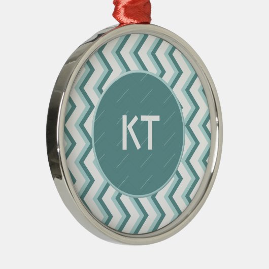 Zickzack ZigZag Muster in Mint Green Silbernes Ornament (Rechts)