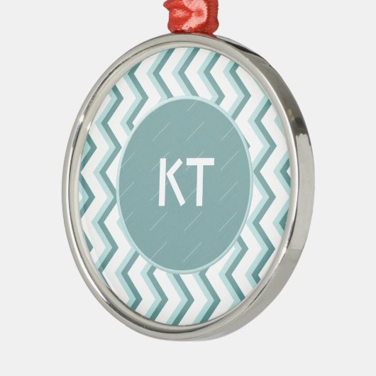 Zickzack ZigZag Muster in Mint Green Silbernes Ornament (Links)