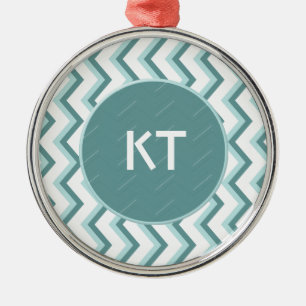 Zickzack ZigZag Muster in Mint Green Silbernes Ornament