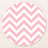 Zickzack ZigZag-Muster in Rosa und Weiß Runder Pappuntersetzer (Vorderseite)