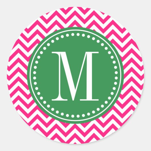 Zickzack Zigzag Personalisiert Monogram Runder Aufkleber (Vorderseite)