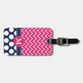 Zickzack Zigzag Polka Dots Monogram Gepäckanhänger (Vorderseite horizontal)