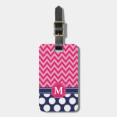 Zickzack Zigzag Polka Dots Monogram Gepäckanhänger (Vorderseite vertikal)