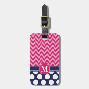 Zickzack Zigzag Polka Dots Monogram Gepäckanhänger
