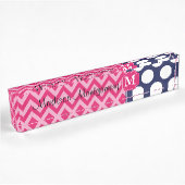 Zickzack Zigzag Polka Dots Monogram Namensplakette