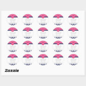 Zickzack Zigzag Polka Dots Monogram Runder Aufkleber (Blatt)