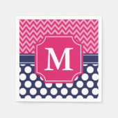 Zickzack Zigzag Polka Dots Monogram Serviette (Vorderseite)