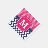 Zickzack Zigzag Polka Dots Monogram Serviette (Ecke)
