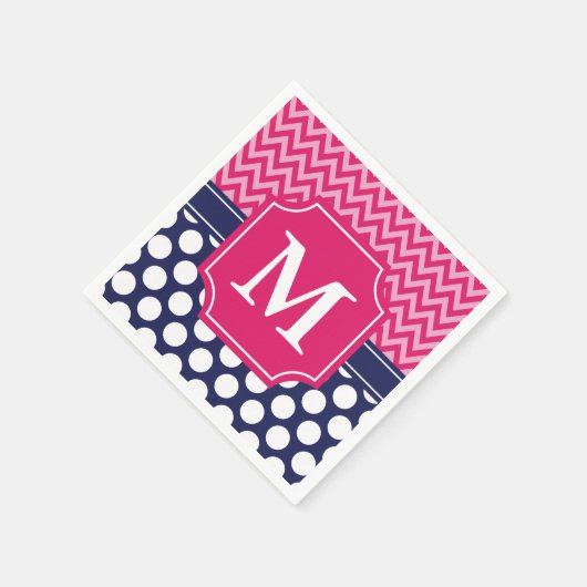 Zickzack Zigzag Polka Dots Monogram Serviette (Ecke)