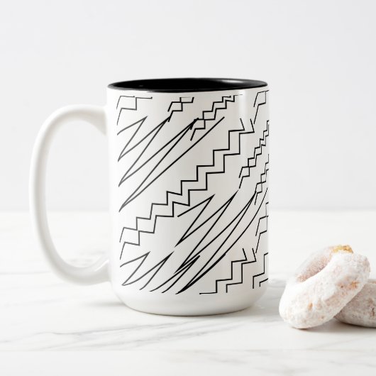 Zickzack Zigzag-Streifen Zweifarbige Tasse (Mit Donut)