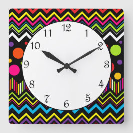 Zickzacks Quadratische Wanduhr