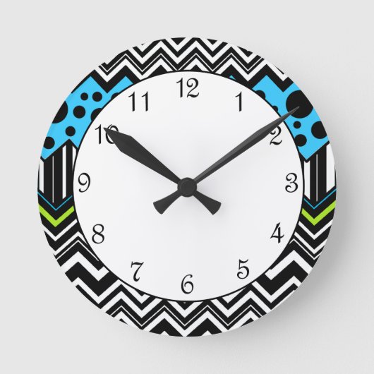 Zickzacks Runde Wanduhr (Vorderseite)