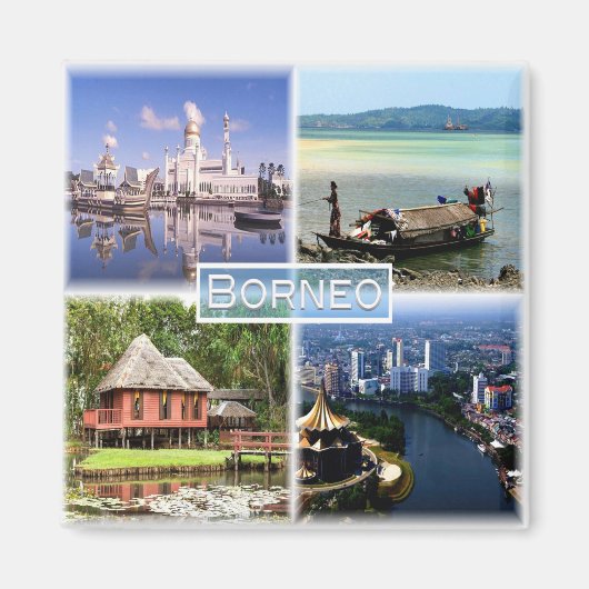zID027 BORNEO Moschee Omar Ali, Indonesien, Kühlsc Magnet (Vorne)