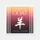 Ziege 羊 Red Gold Chinesisches Zodiac Lunar Symbol Serviette (Vorderseite)