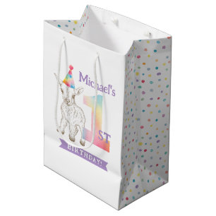 Ziege 1. Geburtstagsgeschenktasche - Niedliche Zuc Mittlere Geschenktüte