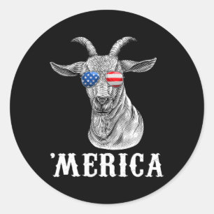 Ziege 4. Juli Amerikanische Flagge Usa Merica Runder Aufkleber