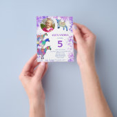 Ziege 5th Birthday Foto Lila Haushaltseinladung Flyer (Gruppe)