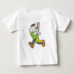 Ziege als Batsman mit Cricket Fledermaus Baby T-shirt