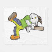 Ziege als Batsman mit Cricket Fledermaus Fleecedecke (Vorderseite (Horizontal))