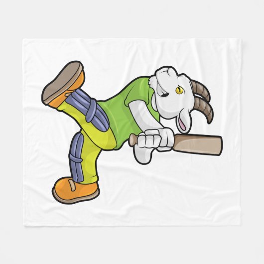 Ziege als Batsman mit Cricket Fledermaus Fleecedecke (Vorderseite (Horizontal))