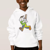 Ziege als Batsman mit Cricket Fledermaus Hoodie (Vorderseite)
