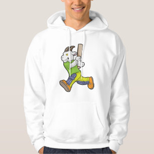 Ziege als Batsman mit Cricket Fledermaus Hoodie