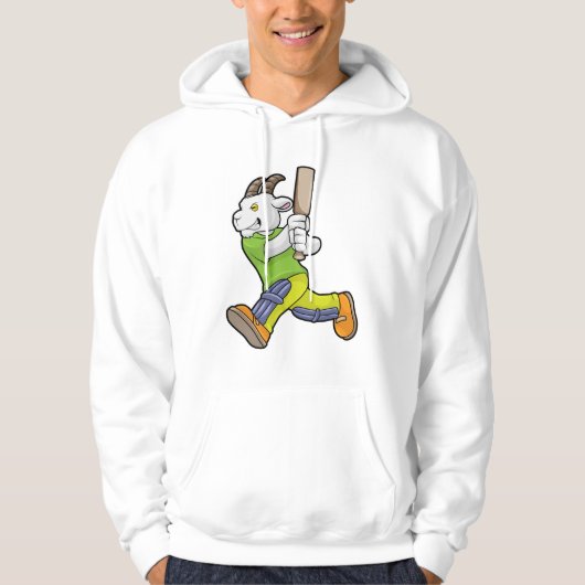 Ziege als Batsman mit Cricket Fledermaus Hoodie (Vorderseite)