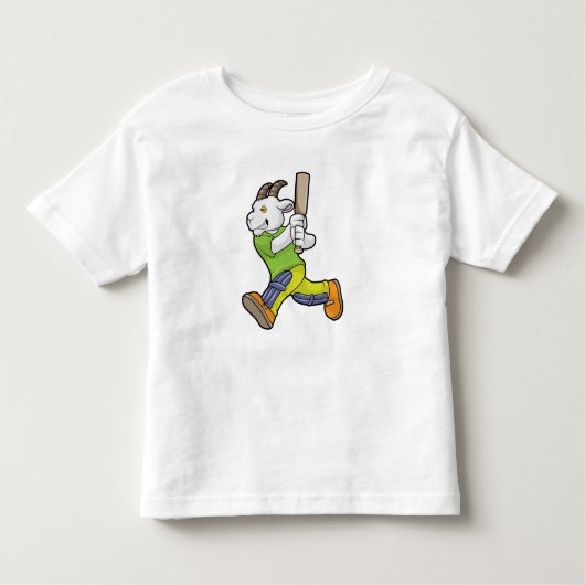 Ziege als Batsman mit Cricket Fledermaus Kleinkind T-shirt (Vorderseite)