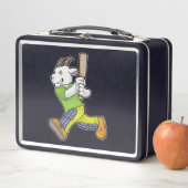 Ziege als Batsman mit Cricket Fledermaus Metall Brotdose (Beispiel)