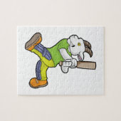 Ziege als Batsman mit Cricket Fledermaus Puzzle (Horizontal)