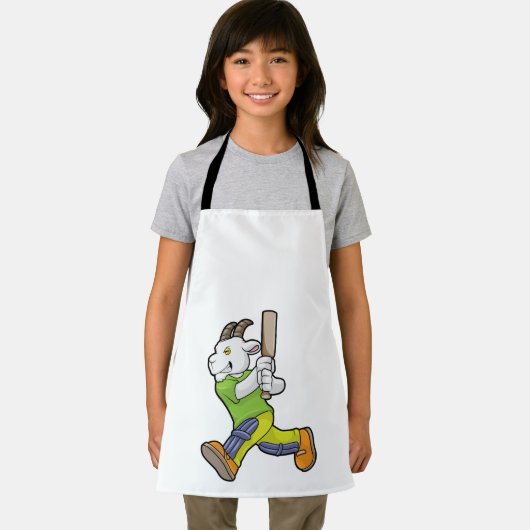 Ziege als Batsman mit Cricket Fledermaus Schürze (Insitu)