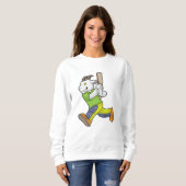 Ziege als Batsman mit Cricket Fledermaus Sweatshirt (Vorne ganz)